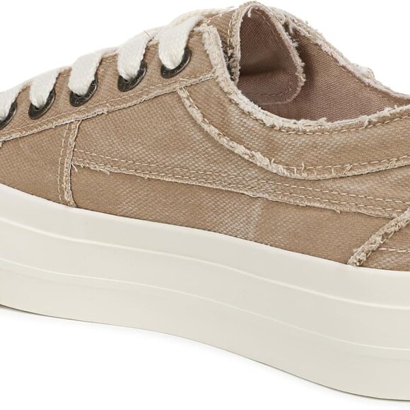 Women's Canvas Sneakers Vegan Casual Platform Lace-Up Taupe Size 9 - Picture 8 of 9
